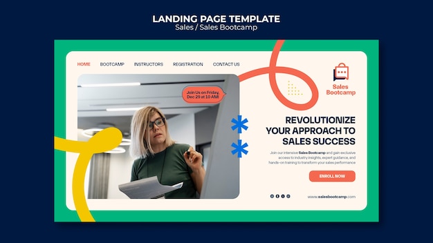 Flat design sales landing page template