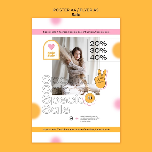 Free PSD flat design sales poster template