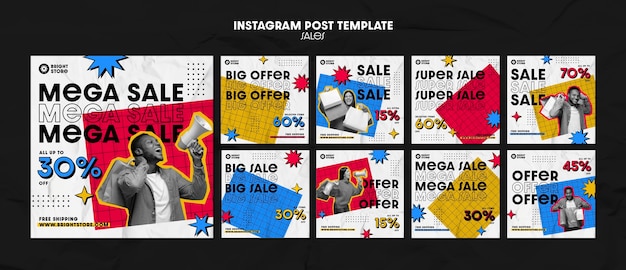 Free PSD flat design sales template