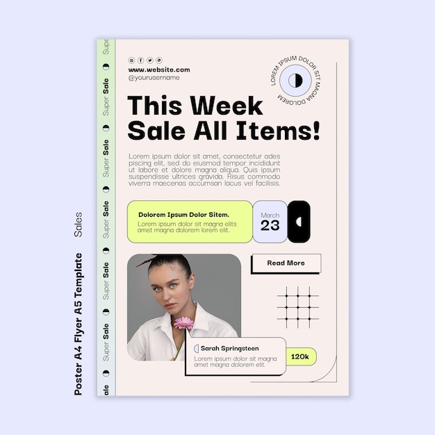 Free PSD flat design sales template