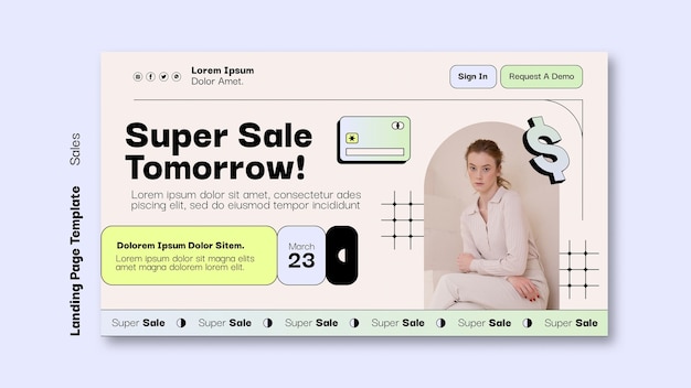 PSD gratuito modello di vendita dal design piatto