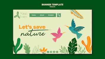 Free PSD flat design save nature banner template
