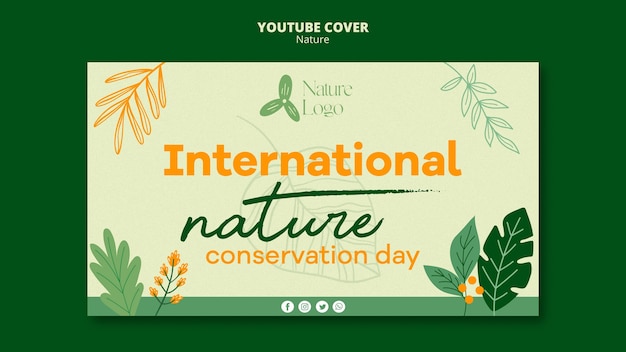 Free PSD flat design save nature youtube cover template