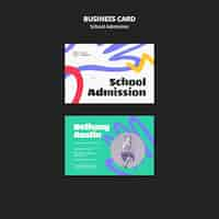 Free PSD flat design school admission business card