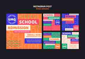 PSD gratuito post di instagram per l'ammissione alla scuola di design piatto