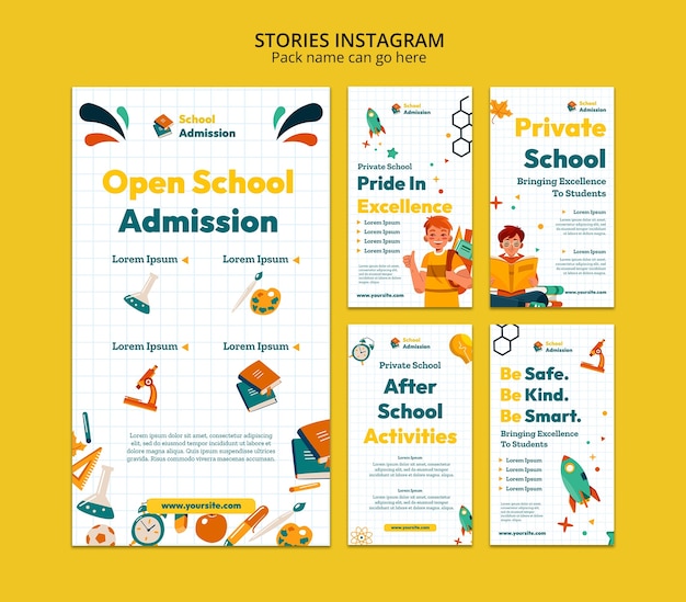 無料PSD フラットデザインの入学instagramストーリー