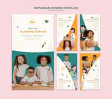 PSD gratuito storie di instagram per l'ammissione alla scuola di design piatto