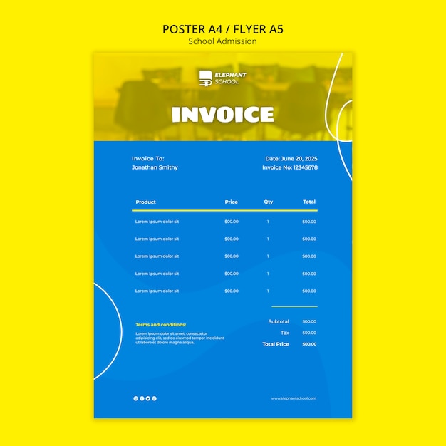 Flat design school admission poster template