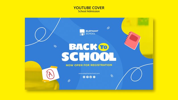 flat design school admission youtube cover