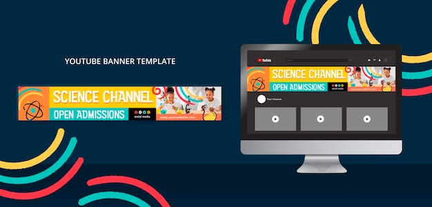 Flat design science research youtube banner