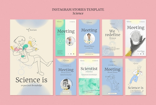 Free PSD flat design science template