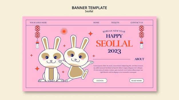 Flat design seollal banner template
