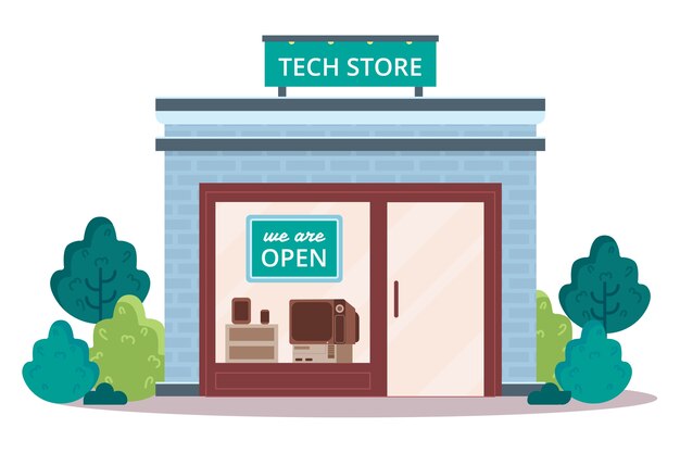 flat design shop building illustration isolated