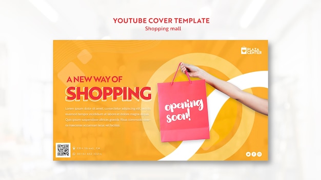 Free PSD flat design shopping mall youtube cover template