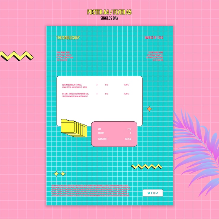 Free PSD flat design singles day template