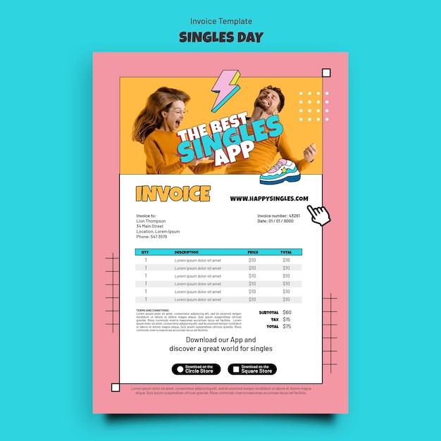 Free PSD flat design singles day template