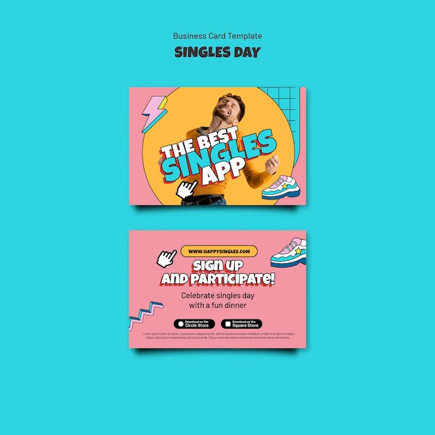 Free PSD flat design singles day template