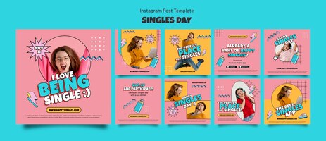 Flat design singles day template