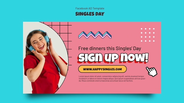 Free PSD flat design singles day template