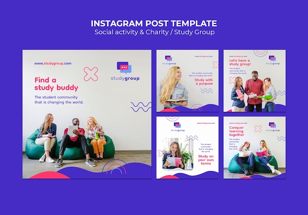 Flat design social activity instagram posts