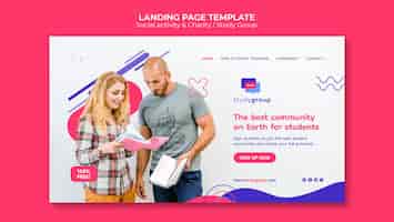 Free PSD flat design social activity landing page template