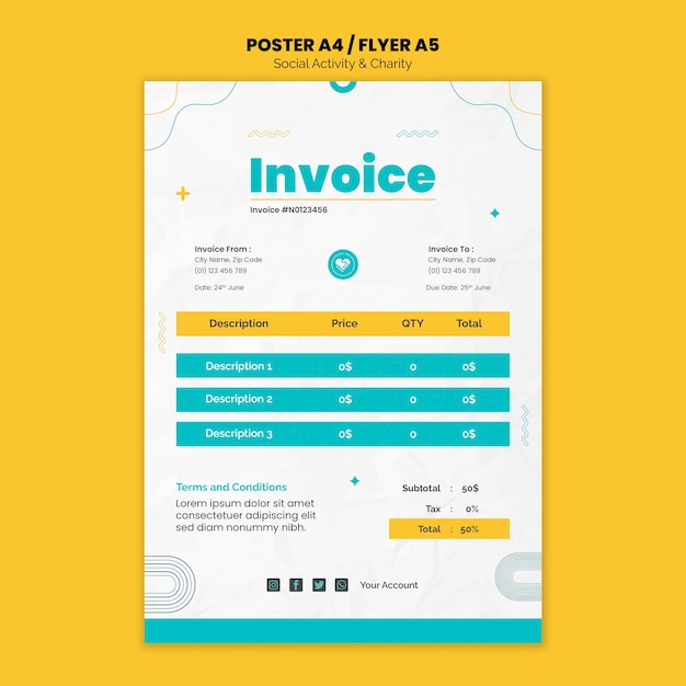 Flat design social activity poster template