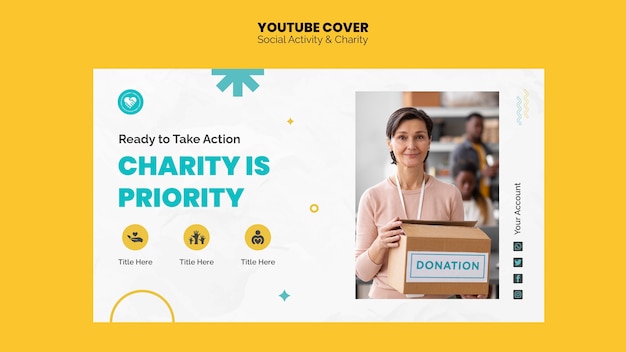 Free PSD flat design social activity youtube cover