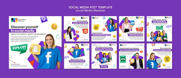 Free PSD flat design social media instagram posts