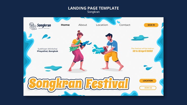Free PSD flat design songkran template