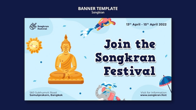 Free PSD flat design songkran template