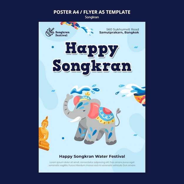 Flat design songkran template