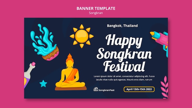 Flat design songkran template