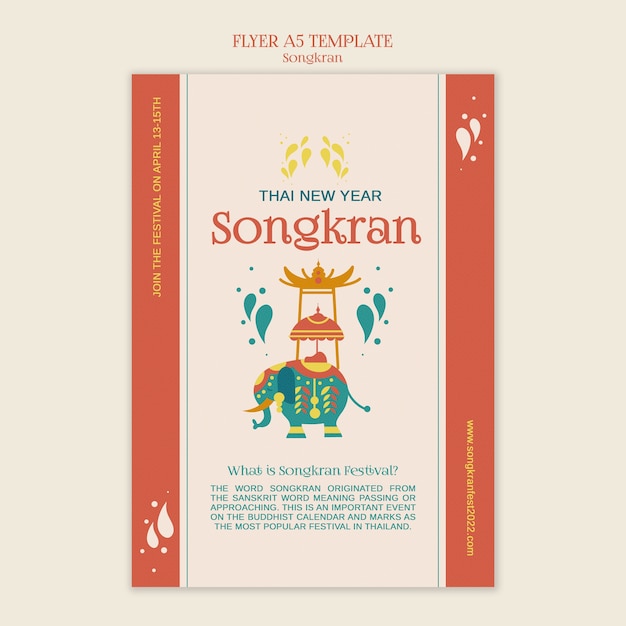 Modello di songkran dal design piatto