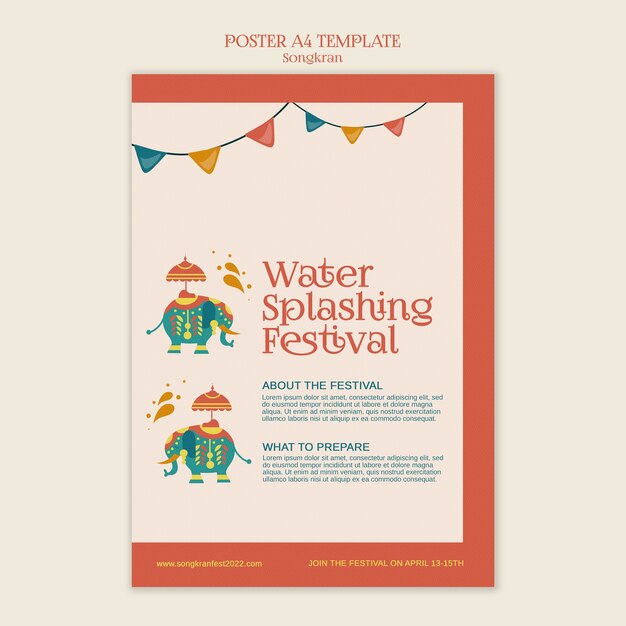 Free PSD flat design songkran template