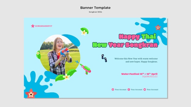 Flat design songkran template