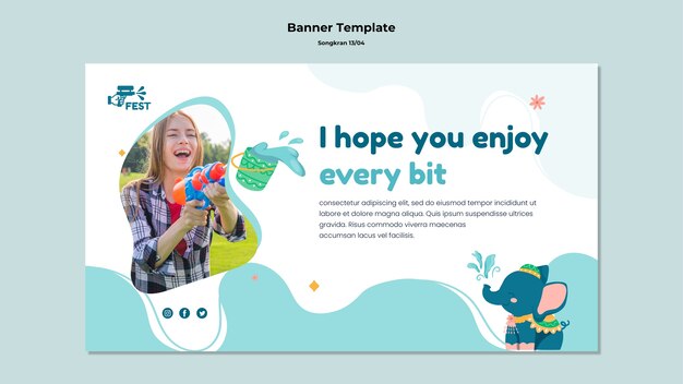 Flat design songkran template