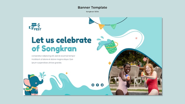 Free PSD flat design songkran template