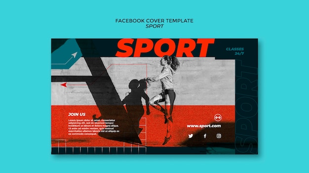 PSD gratuito copertina di facebook di concetto di sport di design piatto