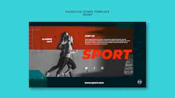 Free PSD flat design sport concept  facebook cover