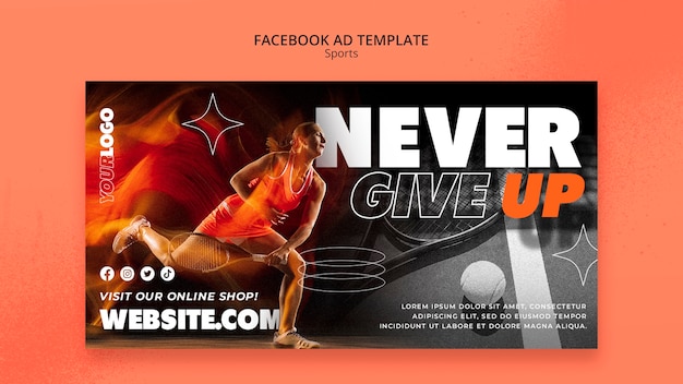 Free PSD flat design sport concept facebook template