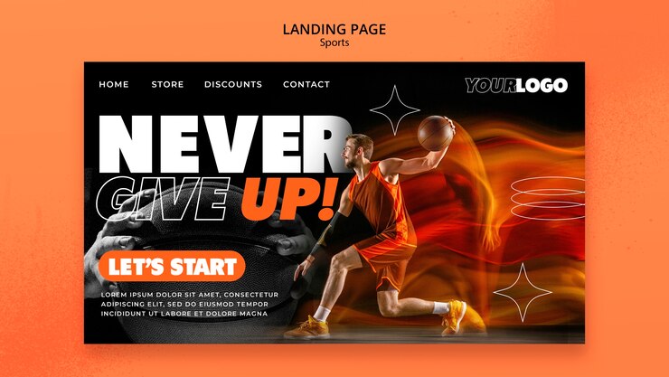 Free PSD flat design sport concept landing page