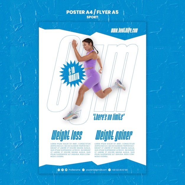 無料PSD フラットなデザインのスポーツ コンセプト ポスター テンプレート