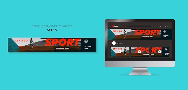 Free PSD flat design sport concept  youtube banner