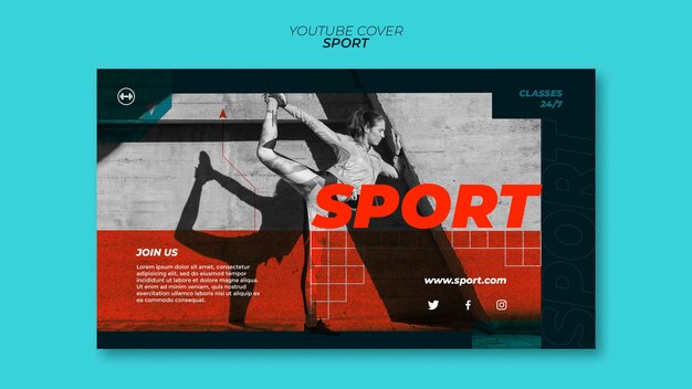 flat design sport concept  youtube cover template