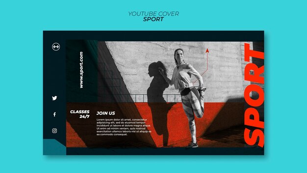 flat design sport concept  youtube cover template