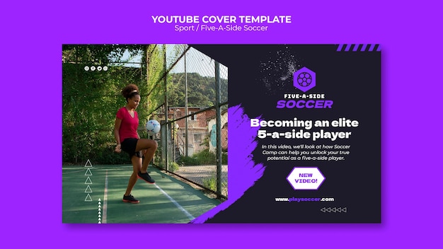 PSD gratuito modello di copertina di youtube per il concetto di sport di design piatto