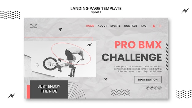 Flat design sport landing page template