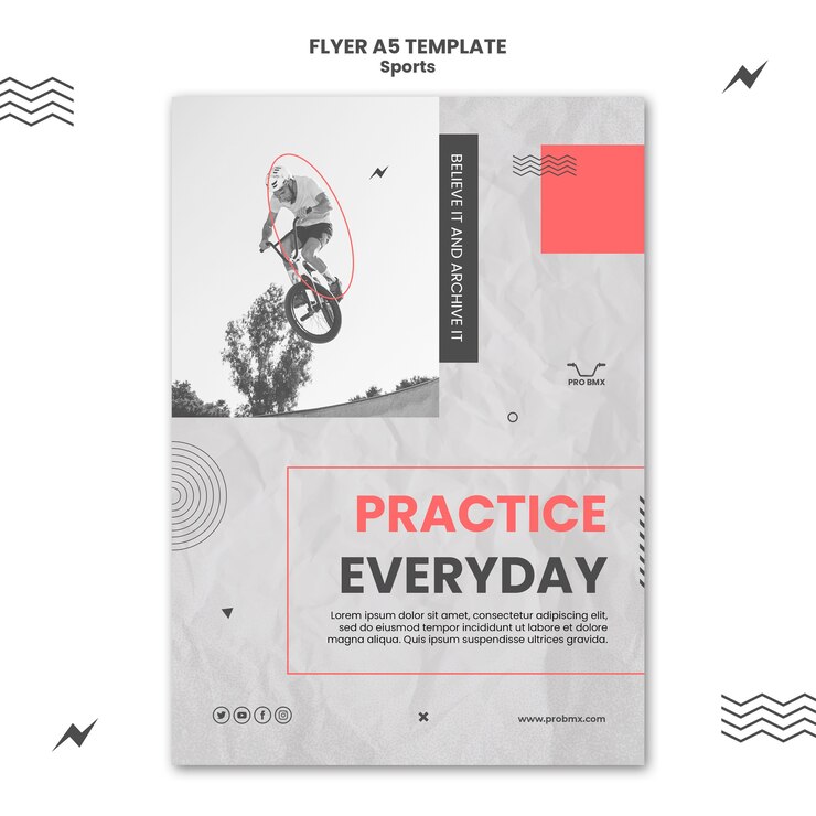 Free PSD flat design sport poster template