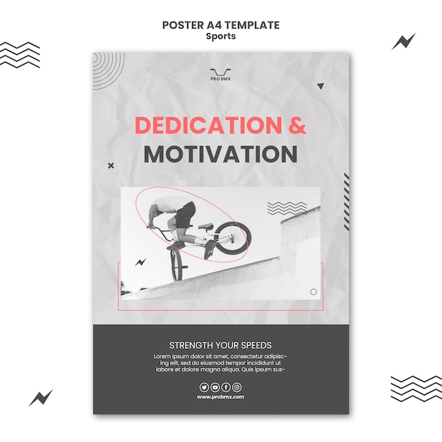 PSD gratuito modello di poster sportivo design piatto