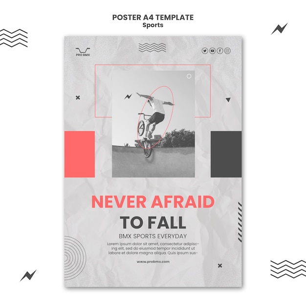 Free PSD flat design sport poster template